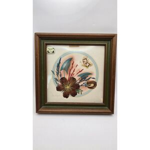 2 Dakota Prairie Pictures by Ellen Kiefert Feather Flower Art Handmade Vintage